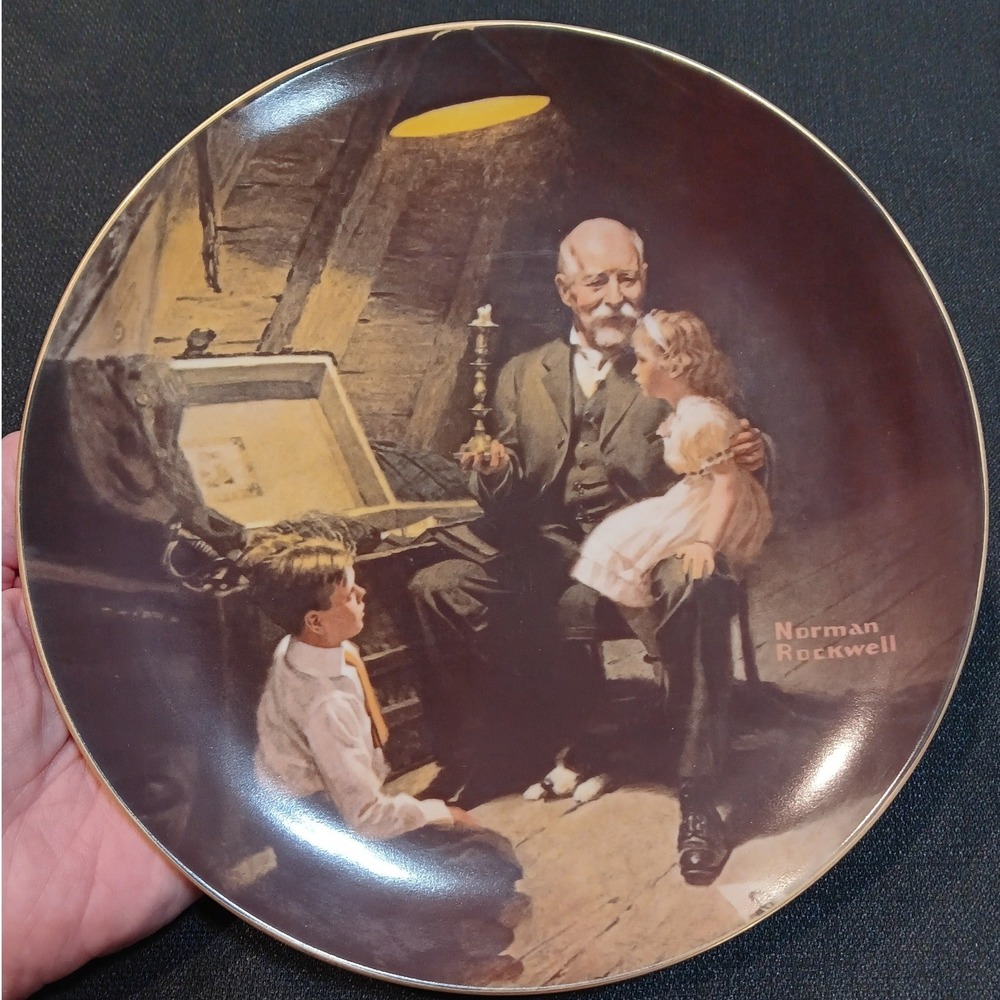 Knowles Norman Rockwell Grandpas Treasure Chest Limited Edition Plate 1983 8.5in